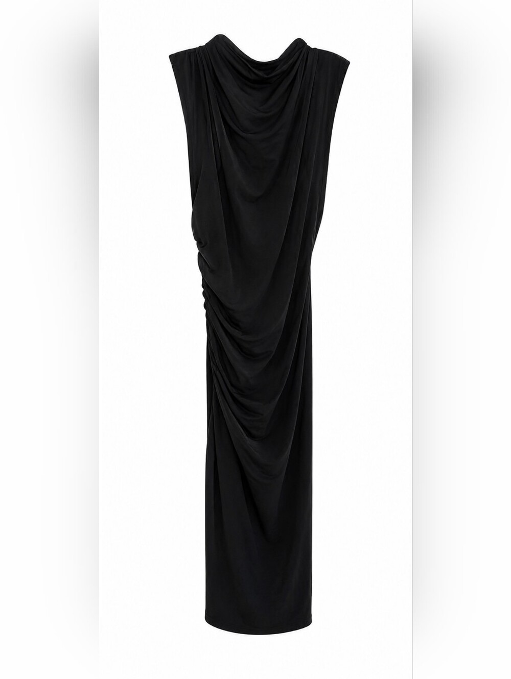 Robbie Bee Black Draped Cowl Neck Maxi Dress